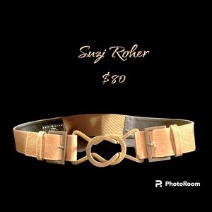Suzi Roher Vintage Copper Toned Leather Belt With Two Metal Linking Buckles
